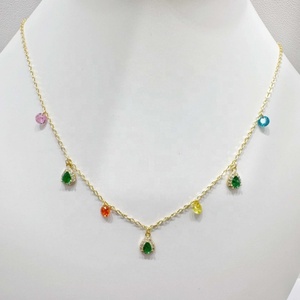 Precio de fábrica: Collar de plata de ley 925 con cuentas de colores, diseño de ojo, delicado, a la moda, para chica, vintage, de lujo, con borlas de circonita. - Product Image 1