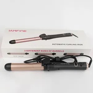 2023 3 In 1 Curling Wand Automatic Electric Portable Ceramic Rotating Hair Wave Curler Machine Curling Iron Wand Self Grip Curly