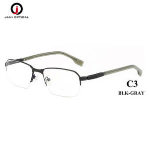 長方形フレーム半リムレス金属光学ガラス製造金属眼鏡フレームクラシックメンズメガネ - Product Image 5