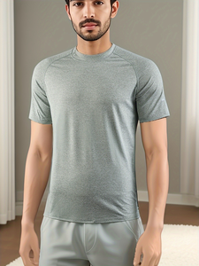 T-shirt pour homme à col rond, 6 couleurs, <span class=keywords><strong>noir</strong></span>, blanc, gris, marine, ultra-léger, respirant, absorbant la transpiration, à séchage rapide - Product Image 6
