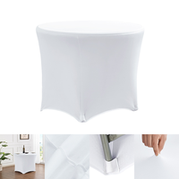 Groothandel Zwarte Spandex Stretch Ronde Tafelhoes Gevoerde Tafelkleed met Elastische Pootzakken voor Bruiloft Banket Evenement
