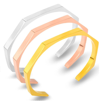 Punk Carré Manchette Bracelet En Acier Inoxydable Géométrique Ouvert Bracelet Amoureux Cadeau pour Hommes Femmes Déclaration