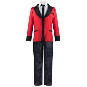 Costume de <span class=keywords><strong>cosplay</strong></span> Ecowalson <span class=keywords><strong>Kakegurui</strong></span> : joueur compulsif Manyuuda Kaede Suzui Ryota, uniforme masculin, veste rouge, pantalon imprimé, chemise - Product Image 3