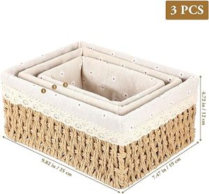 Panier de rangement décoratif en corde de coton avec couvercle, panier tissé à la main pour organiser les vêtements, les jouets, panier de rangement pour la décoration de la maison - Product Image 2
