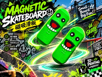 Skateboard magnétique pour doigts, jouet anti-stress imprimé en 3D, jouet de bureau pour soulager le stress, cadeau sensoriel créatif pour enfants et adultes