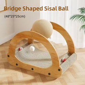 Rascador de gato de papel corrugado moderno de alta calidad, almohadilla duradera de sisal y yute con bola - Product Image 6