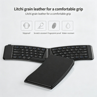 Teclado Inalámbrico Ergonómico Plegable, Ligero y Portátil, Compatible con Múltiples Sistemas y Dispositivos, Nuevo Producto de Cuero PU