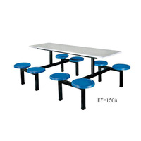 Mobilier de cantine Table de restaurant avec banc Table de salle à manger en fibre de verre de haute qualité et 2 bancs Table de restauration pour 4 personnes