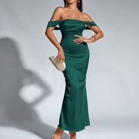 Robes maxi en satin d'été pour femmes, robe élégante à épaules dénudées, robes de soirée pour femmes