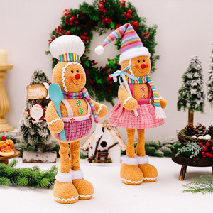 Décoration de Noël écologique en non-tissé, bonhomme en pain d'épices rétractable en peluche polaire, poupée mignonne personnalisable en couleur - Product Image 3