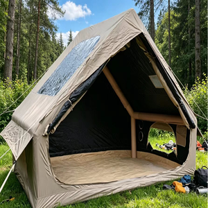 Tente de camping gonflable triangulaire en Oxford enduit noir 300D 3*2.1*2m, imperméable, coupe-vent, avec colonne d'air en PVC et tapis de sol en PE, portable - Product Image 4