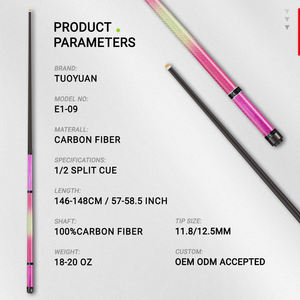 Neue Modische 1/2 Carbonfaser-Billardqueue 57 Zoll Länge mit 11,8/12,5mm Spitze für Snooker - Product Image 3