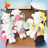 Vente en gros usine de porte-clés en peluche économiques, animaux en peluche de 7-10 cm pour machine à grue, jouets en peluche Chef Mouton en stock pour breloques de sac