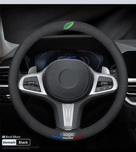 Funda para volante con tapa de piel y cuero a precio bajo y con logotipo personalizado para <span class=keywords><strong>interior</strong></span> de coche - Product Image 1