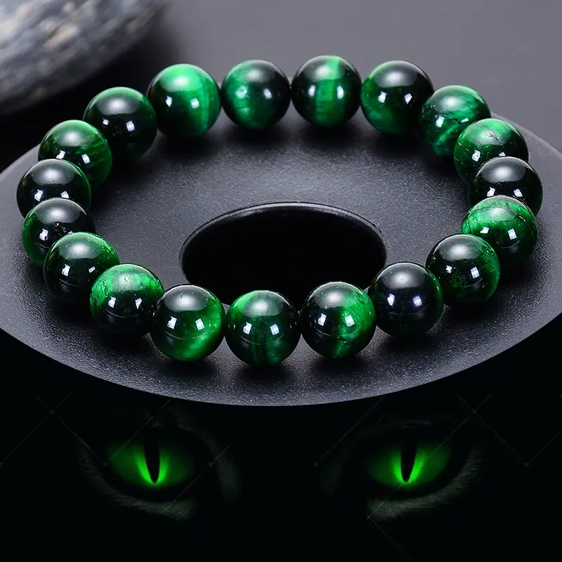 Оптовая продажа высокое качество новая мода зеленый тигровый глаз натуральный драгоценный камень браслеты из бисера