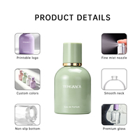 Flacon de parfum personnalisé avec logo rose noir 30ml 50ml 100ml Flacon de parfum en verre avec vaporisateur Flacon de parfum de luxe avec emballage boîte cadeau