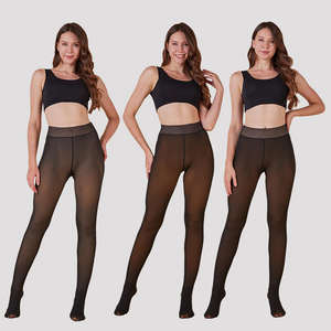 Collants d'hiver chauds pour femmes, doublés polaire, taille haute, épais, anti-affaissement, couleur unie, haute qualité, grandes tailles - Product Image 1