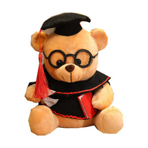 <span class=keywords><strong>Dr</strong></span>. Bear, oso de peluche pequeño, juguete de peluche, logotipo personalizable, sombrero de graduación conmemorativo suave, regalo de algodón PP para estudiantes, técnicas lavadas - Product Image 1