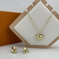 Ensemble de bijoux en métal étoile de mer 3D brillant pour femmes, collier et boucles d'oreilles, accessoire de luxe simple KY25141
