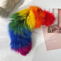 Queue de renard en peluche de 40 cm pour cosplay, ornement de voiture, grande queue de renard noire moelleuse, porte-clés pas cher pour la décoration