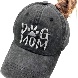 Snapback Customized Unisex <b>Dog</b> Mom Vintage Jeans Adjustable Baseball <b>Cap</b> Cotton Denim Dad Hat Embroidered Ponytail 5-Panel Dot - Product Image 1