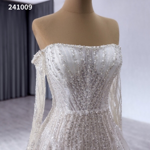 Vestidos de novia musulmanes de cuello alto de lujo Lentejuelas con cuentas Dos prendas de vestir y accesorios tradicionales - Product Image 4
