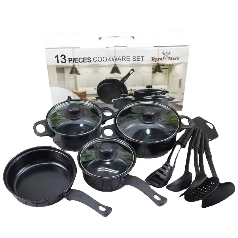 Cheap 13Pcs Kitchen Cast Iron Non Stick Cooking Utensil Cookware Pots And Pans Sets