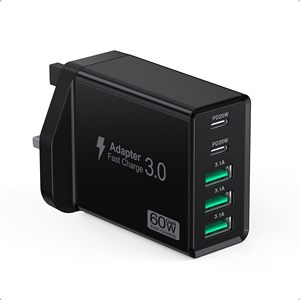 Bloc <span class=keywords><strong>chargeur</strong></span> USB C HYTO 60W, <span class=keywords><strong>chargeur</strong></span> rapide USB C 5 ports, adaptateur secteur PD20W pour <span class=keywords><strong>iPhone</strong></span> 17 - Product Image 1