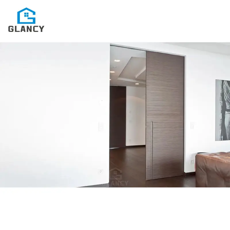 Simple Design Wooden Sliding Interior Door Hidden Track System Wall Mount Invisible Sliding Door Ghost Door