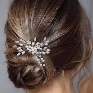 Pettine per Capelli da <span class=keywords><strong>Sposa</strong></span> in Lega Placcata Argento con Cristalli e Perle, Accessori per Capelli alla Moda per Matrimoni, Damigelle e Compleanni - Product Image 4