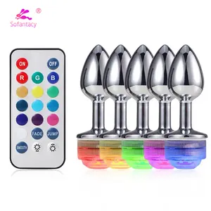 Juguetes sexes para adultos coppia giocattoli del sesso donne massaggiatore vaginale butt plug in metallo con led remoto