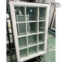 Ventana Moderna de PVC de Una Hoja con Rejilla Decorativa, Doble Acristalamiento Low-E Aislante para Villa y Casa