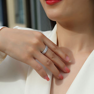 Squisito tre strati Moissanite anello di fidanzamento di nozze promessa anello per le donne di tutti i giorni di usura S925 argento bianco D colore anello - Product Image 3