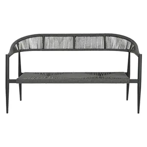 ALUMINUM <b>RATTAN</b> <b>SOFA</b> 131X55X76 <b>2</b> <b>SEATS</b> BLACK - Product Image 3