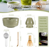 Ensemble de fouets Matcha Ensemble de matcha en céramique avec support de fouet pour bol Matcha Fouet en bambou Matcha, cuillère, tamis pour cadeaux de Noël