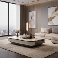 Ensemble Meuble TV et Table Basse en Pierre Microcristalline Luxe Léger, Meubles de Salon Muraux ou sur Pied, Haute Qualité