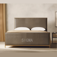 Cadre de lit moderne Sigma Premium en bois de chêne massif, lit à baldaquin, design écologique et durable, taille King/Queen, sans matelas nécessaire