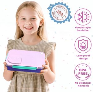 Stainless Steel Food Tray with Silicone Lid Leakproof 4 <b>Compartment</b> Metal Stainless Steel Sandwich Snack Salad Bento <b>Lunch</b> <b>Box</b> - Product Image 2