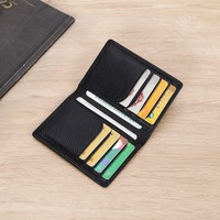 Dompet Lipat dua Pria Wanita, dompet saku depan hitam kulit asli, kopi, Super tipis, pria wanita