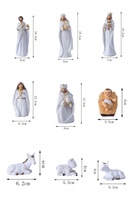 Petite figurine religieuse blanche, 9 pièces/ensemble, crèche en résine, figurine de Jésus, artisanat, système de naissance de Jésus, décoration de table de Noël