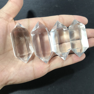 Cột tinh thể màu trắng tự nhiên, cột đôi tinh thể màu trắng trong hình dạng của kim cương tinh thần lấp lánh - Product Image 2