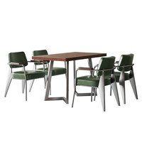 Combinaison table et chaises de salle à manger occidentale haut de gamme en bois massif, style minimaliste, personnalisable, origine Fujian, usage commercial, restaurant