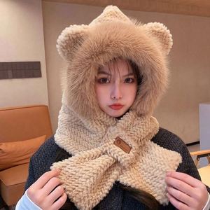 <b>Cute</b> <b>Bear</b> Head Warmer Plush Beanie Hat Scarf Winter Cycling Warm Windproof Ear protection Gloves Common Wholesale - Product Image 2