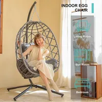 Chaise balançoire œuf moderne avec support pour l'extérieur et l'intérieur, capacité de 2 personnes, coussin inclus pour patio, jardin et parc