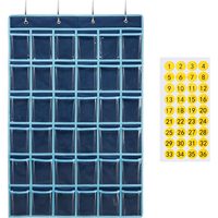 Organizador Colgante de 36 Bolsillos, Azul, para Puerta o Pared, Organizador de Aula, Porta Celulares y Calculadoras