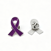 Broche de sensibilisation en émail, en alliage de zinc, avec ruban coloré, logo personnalisé, pour activité de bien-être public