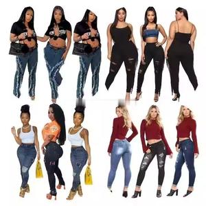 Jeans Elasticizzati da Donna a <span class=keywords><strong>Vita</strong></span> Alta con Strappi, <span class=keywords><strong>Moda</strong></span> a Basso Prezzo, Liquidazione Mista all'Ingrosso - Product Image 5