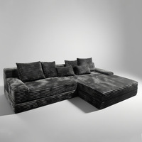 Weißes Jumbo-Cord-Modulsofa in L-Form Übergroße Chaiselongue-Couch mit Zierkissen für das Wohnzimmer