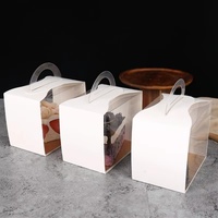 Boîtes d'emballage transparentes pour gâteaux avec logo personnalisé Sunshine, design triangulaire avec poignée, pour mousse et pâtisserie, fabriquées en carton durable