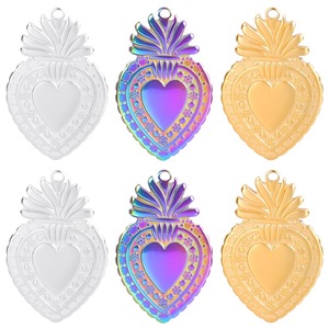 Colgante de Corazón de Acero Inoxidable con Aro, Colores Dorado, Plateado y Arcoíris, Suministros para Hacer Joyería DIY - Product Image 1